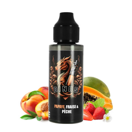 E-liquide Papaye Fraise Pêche 100ml Dinos Juice 66