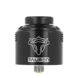 Le dripper Tauren Vortex RDA 30mm de chez THC en Acier et Noir