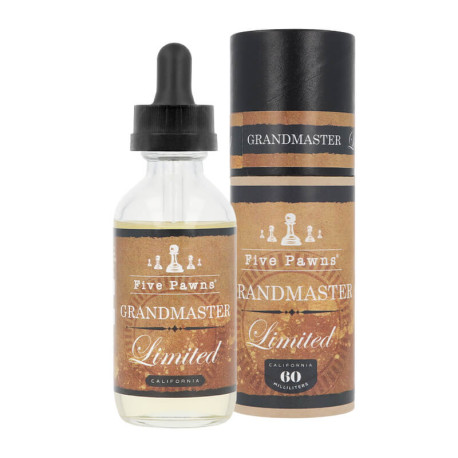 Le e-liquide Grandmaster 50ml Limited Edition par Five Pawns et sa boîte en carton