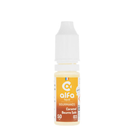 Le e-liquide Caramel Beurre Salé d'Alfaliquid en 10ml nicotiné