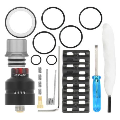 Le contenu de la boîte du dripper Dead Rabbit Mini RDA par Hellvape