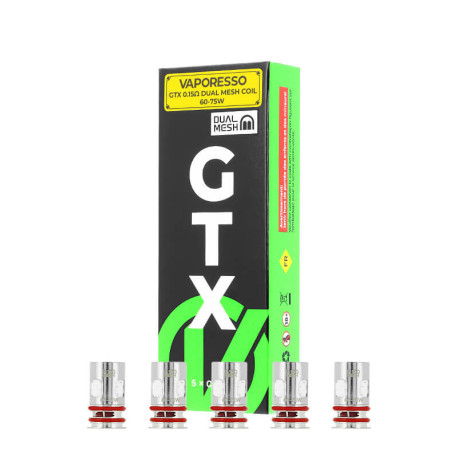 Résistances GTX (x5) Vaporesso en Dual Mesh 0.15Ω