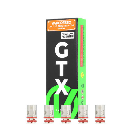 Résistances GTX (x5) Vaporesso en Dual Mesh 0.2Ω