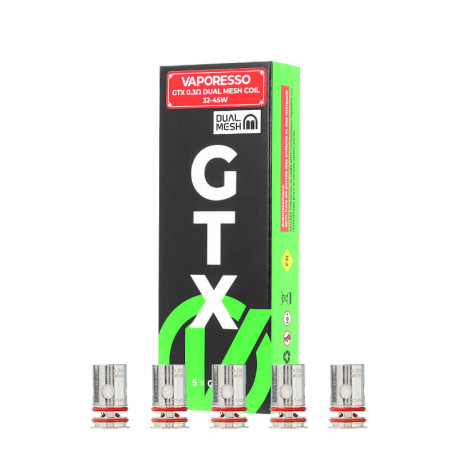 Résistances GTX (x5) Vaporesso en Dual Mesh 0.3Ω