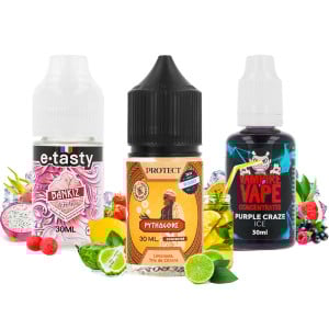 Les trois concentrés 30ml du pack du mois arômes DIY de juillet 2025