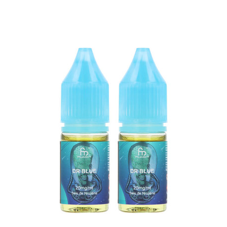Les deux flacons de e-liquide Dr Blue de la puff rechargeable Tornado RandM par Fumot