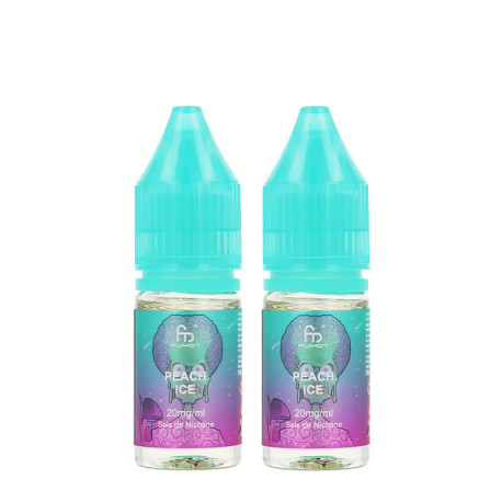 Les deux flacons de e-liquide Peach Ice de la puff rechargeable Tornado RandM par Fumot