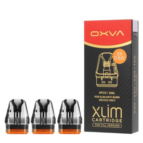 Le lot de trois cartouches XLIM Top Fill SS de chez OXVA en 0.8 ohm