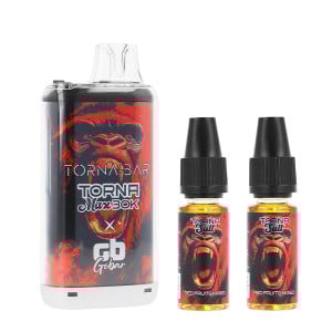 La puff rechargeable Torna Max Red Fruits Mixed de chez Torna-Bar et les deux e-liquides