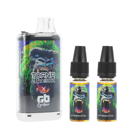 La puff rechargeable Torna Max Watermelon Ice de chez Torna-Bar et les deux e-liquides