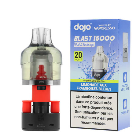 La cartouche préremplie Dojo Blast en 20mg de chez Vaporesso saveur Limonade aux Framboises Bleues