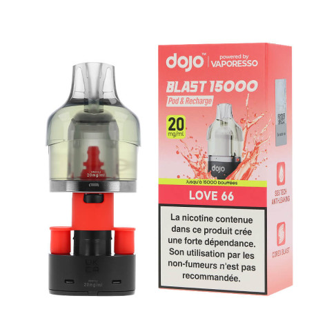 La cartouche préremplie Dojo Blast en 20mg de chez Vaporesso saveur Love 66