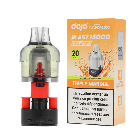 La cartouche préremplie Dojo Blast en 20mg de chez Vaporesso saveur Triple Mangue