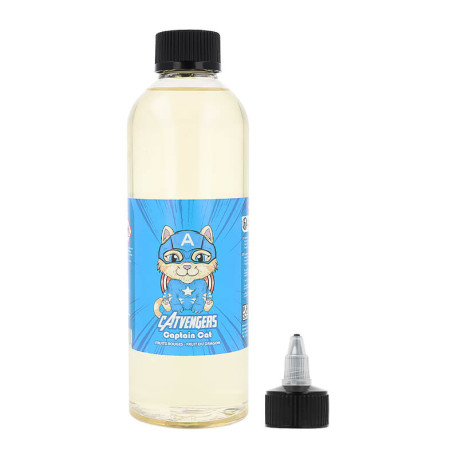 Le e-liquide Captain Cat Catvengers en 500ml et son bouchon verseur