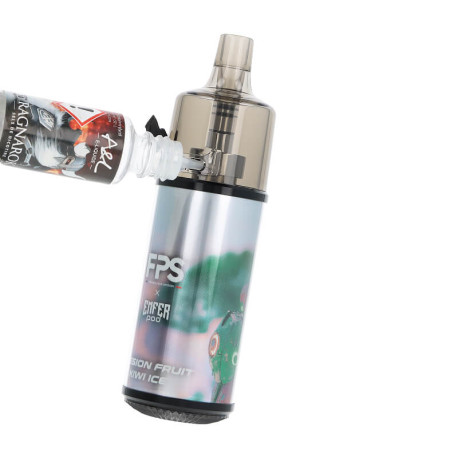 Le remplissage de la cartouche de la puff rechargeable Passion Fruit Kiwi Ice Enfer par FPS