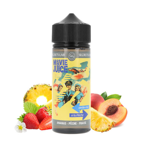 Le e-liquide Arrête moi si tu Pêche en 100ml de Movie Juice par Secret's Lab