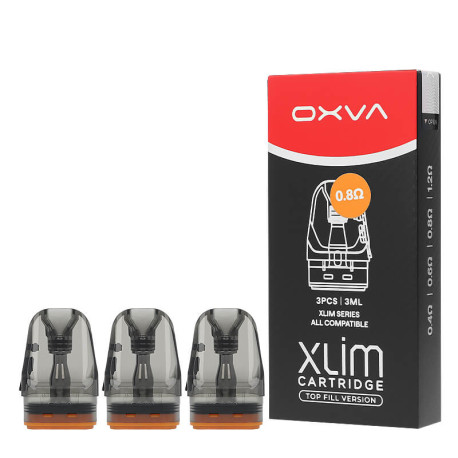 Les trois cartouches XLIM Top Fill 3ml par OXVA en 0.8ohm
