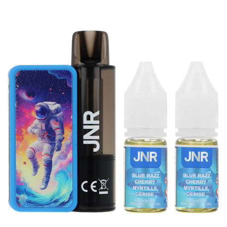 Le contenu de la boîte de la Puff Rechargeable Blue Razz Cherry AeroX de chez JNR