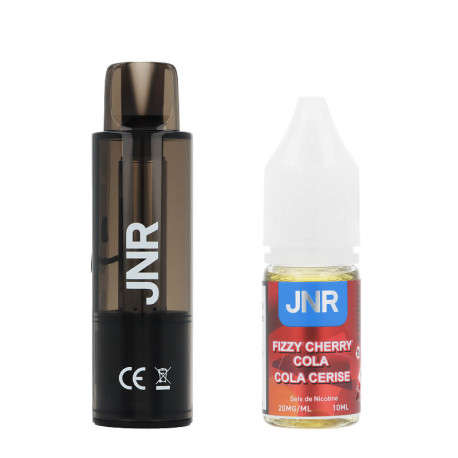 La cartouche AeroX de JNR et le e-liquide Fizzy Cherry Cola en 20mg/ml de sel de nicotine
