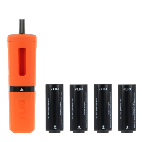 La puff rechargeable Fliq de Vampire Vape et les 4 cartouches Fizzy