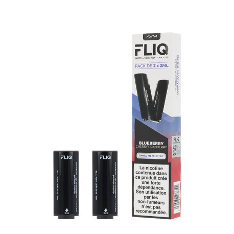 Les deux cartouches préremplies Fliq 20mg de Vampire Vape saveur Blueberry Cherry Cranberry