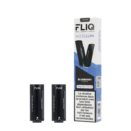 Les deux cartouches préremplies Fliq 20mg de Vampire Vape saveur Bluerry Fusion