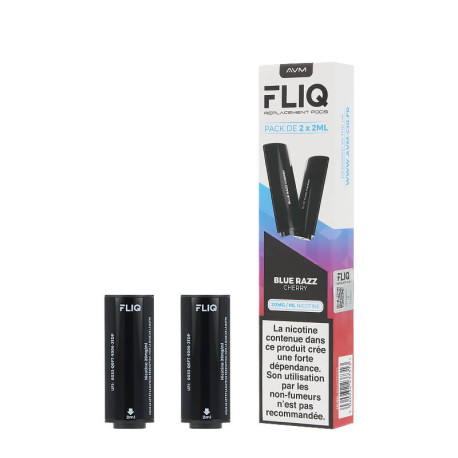 Les deux cartouches préremplies Fliq 20mg de Vampire Vape saveur Blue Razz Cherry