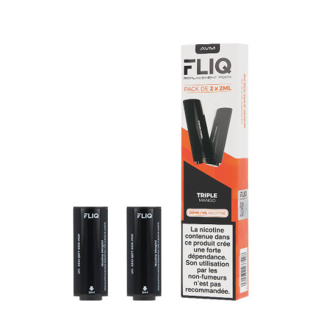 Les deux cartouches préremplies Fliq 20mg de Vampire Vape saveur Triple Mango