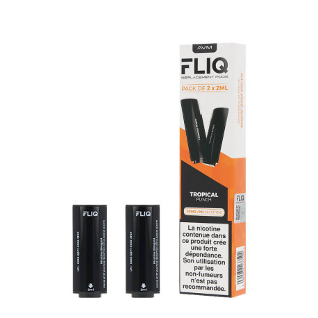 Les deux cartouches préremplies Fliq 20mg de Vampire Vape saveur Tropical Punch