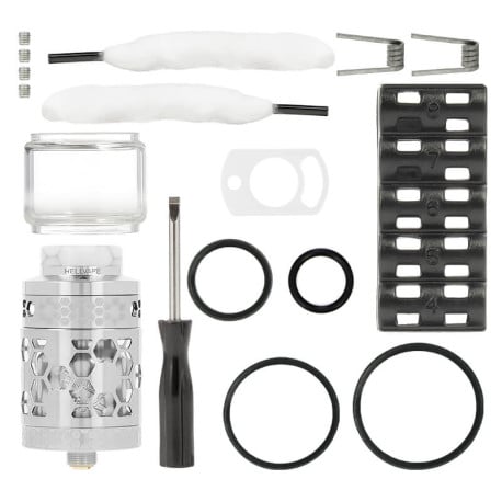 Le contenu de la boîte de l'atomiseur Dead Rabbit 4 RTA Pro de Hellvape