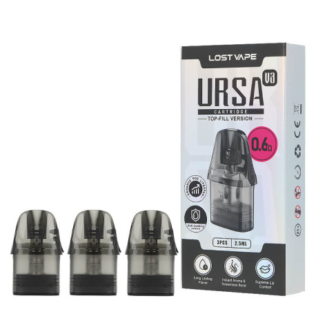 Les trois cartouches Ursa de chez Lost Vape en 0.6ohm