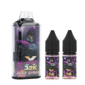 La puff Rechargeable Dark Shigeri 32K Fighter X par Maison Fuel et ses deux e-liquides