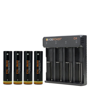 Le pack Chargeur C4 LED Accu EV6 18650 de E-Cig Power par A&L