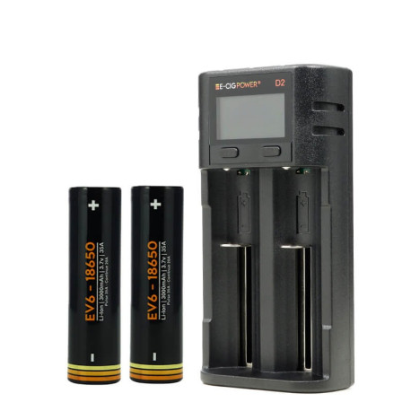 Le Pack Chargeur D2 LCD Accu EV6 18650 de E-Cig Power par A&L