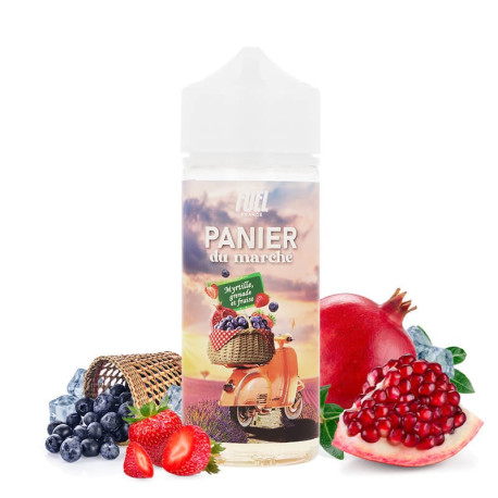 Le e-liquide Myrtille Grenade et Fraise Panier Du Marché de Maison Fuel en 100ml