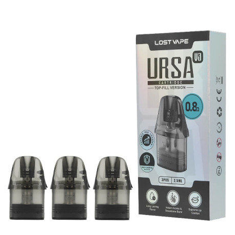 Les trois cartouches Ursa de chez Lost Vape en 0.8ohm