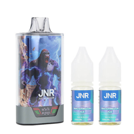 La puff Gorilla X 43K et les deux e-liquides Watermelon Ice de JNR