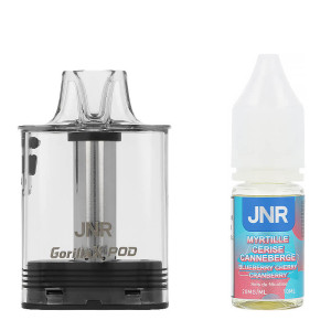La cartouche pour puff Gorilla X et le e-liquide Blueberry Cherry Cranberry par JNR