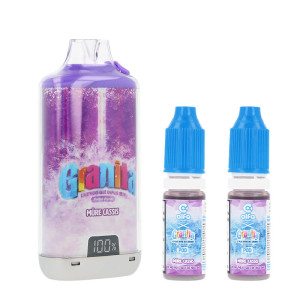 La puff Granita 30K et les deux e-liquides Mûre Cassis par Alafliquid