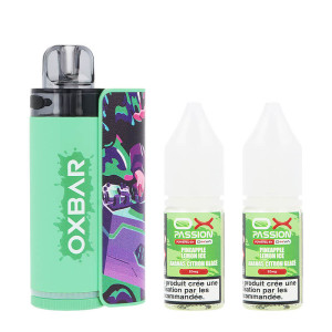 La puff OXBAR OX35K et les deux e-liquides Ananas Citron Glacé par OXVA