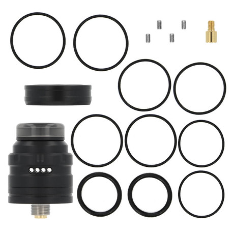 Le contenu de la boîte du dripper San Mini RDA de chez San Indonesia x Gerobak Vapor