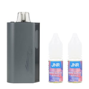 La Puff Cruiser Plus 37K Black Ice de JNR et ses deux e-liquides en sel de nicotine 20mg/ml