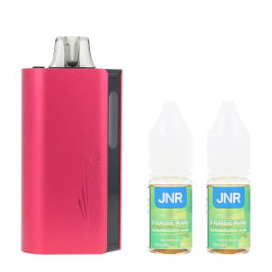 La puff Cruiser Plus 37K et les deux e-liquides Strawberry Kiwi de JNR