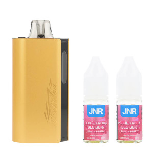 La puff Cruiser Plus 37K et les deux e-liquides Peach Berry de JNR
