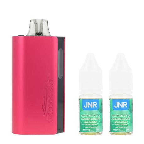 La puff Cruiser Plus 37K et les deux e-liquides Kiwi Passion Fruit Guava de JNR