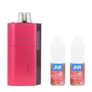 La Puff Cruiser Plus 37K Blueberry Cherry Ice de JNR et ses deux e-liquides en sel de nicotine 20mg/ml
