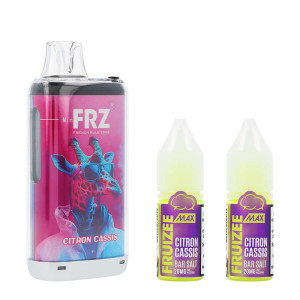 La puff Primal FRZ 30K et les deux e-liquides Citron Cassis Fruizee par Eliquid France