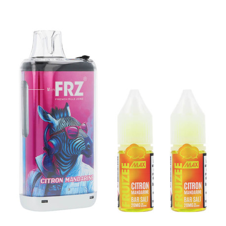 La puff Primal FRZ 30K et les deux e-liquides Citron Mandarine Fruizee par Eliquid France