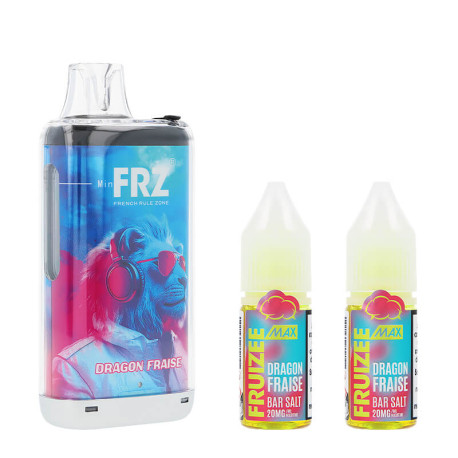 La puff Primal FRZ 30K et les deux e-liquides Dragon Fraise Fruizee par Eliquid France
