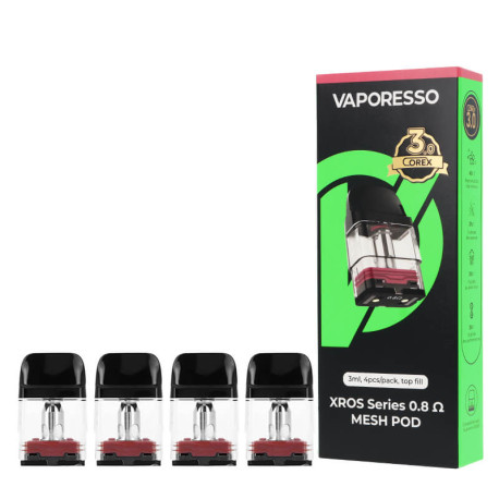 Les quatre cartouches XROS Corex 3.0 3ml de chez Vaporesso en 0.8 ohm